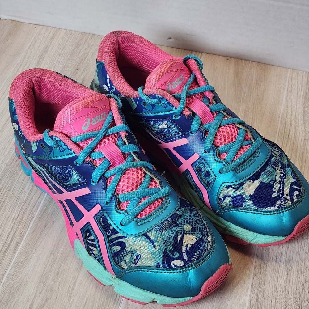 Asics C603N Gel Noosa Girls Sz 3.5 Multicolor Running Shoes Pink/Blue